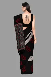 Trendy Cotton Printed Ikat Saree with Blouse piece-thumb2