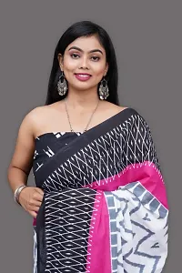 Trendy Cotton Printed Ikat Saree with Blouse piece-thumb3