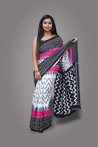 Trendy Cotton Printed Ikat Saree with Blouse piece-thumb4