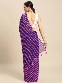 Elegant Purple Georgette Saree with Blouse piece For Women-thumb1