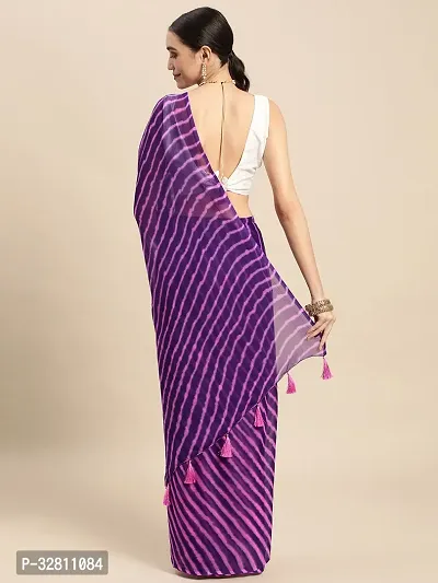 Elegant Purple Georgette Saree with Blouse piece For Women-thumb2