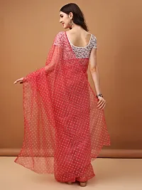 Beautiful Pink Net Embellished Saree With Blouse Piece For Women-thumb1