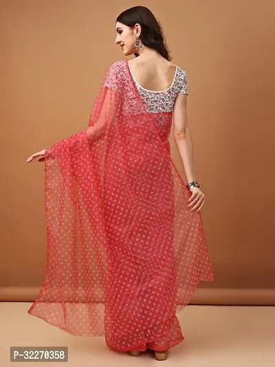 Beautiful Pink Net Embellished Saree With Blouse Piece For Women-thumb2