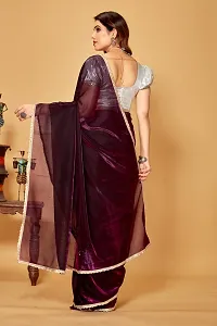 Beautiful Purple Art Silk Lace Work Saree With Blouse Piece For Women-thumb1