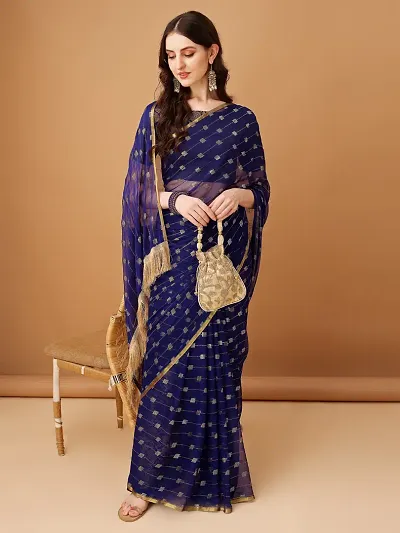 Trending Chiffon Saree with Blouse piece