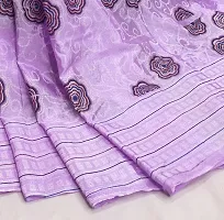 Elegant Purple Satin Saree with Blouse piece For Women-thumb1