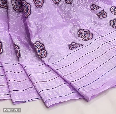 Elegant Purple Satin Saree with Blouse piece For Women-thumb2