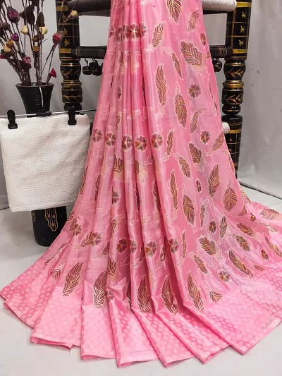 Attractive Satin Saree with Blouse piece 