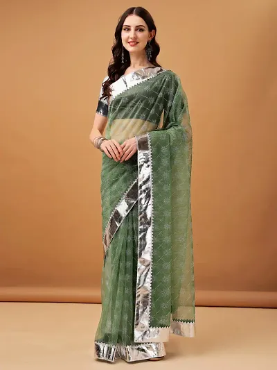 Alluring Net Saree with Blouse piece