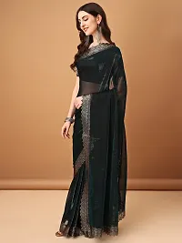 Beautiful Teal Art Silk Self Pattern Saree With Blouse Piece For Women-thumb1