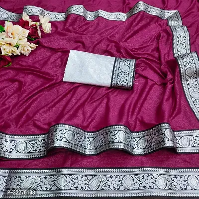 Beautiful Pink Art Silk Embellished Saree With Blouse Piece For Women-thumb0