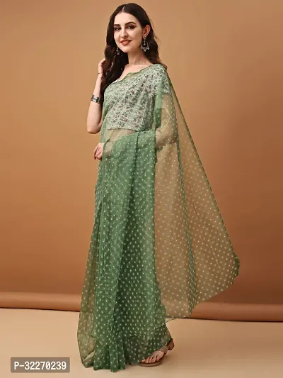 Beautiful Green Net Embellished Saree With Blouse Piece For Women-thumb4