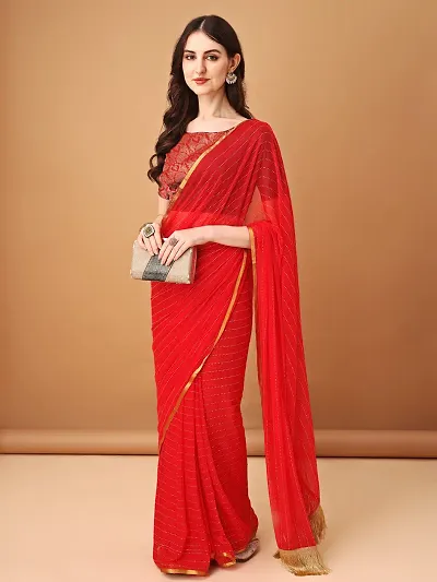 Trending Chiffon Saree with Blouse piece 