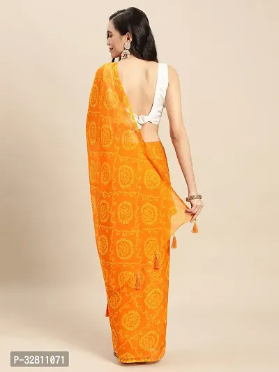 Elegant Golden Georgette Saree with Blouse piece For Women-thumb2