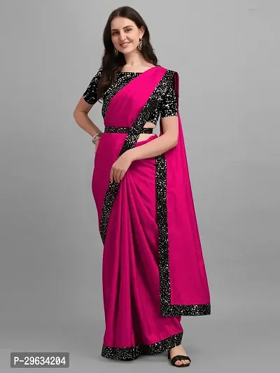 Stylish Purple Silk Blend Saree with Blouse piece For Women