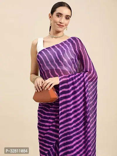 Elegant Purple Georgette Saree with Blouse piece For Women-thumb0