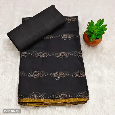 Beautiful Black Chiffon Embellished Women Saree with Blouse piece-thumb0