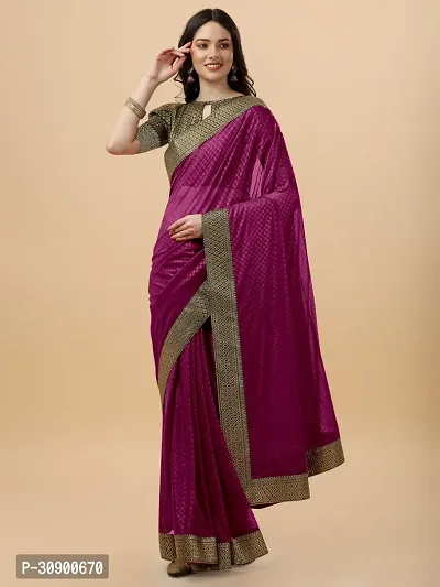 Elegant Magenta Brocade Saree with Blouse piece For Women