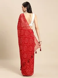 Elegant Red Chiffon Saree with Blouse piece For Women-thumb1