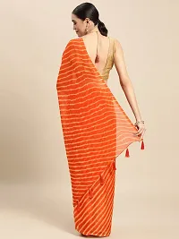 Elegant Orange Chiffon Saree with Blouse piece For Women-thumb1