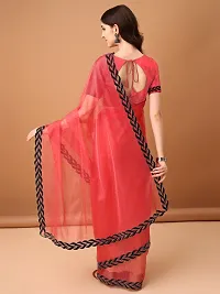 Beautiful Pink Net Embellished Saree With Blouse Piece For Women-thumb1