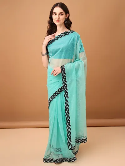 Trending Net Saree with Blouse piece 