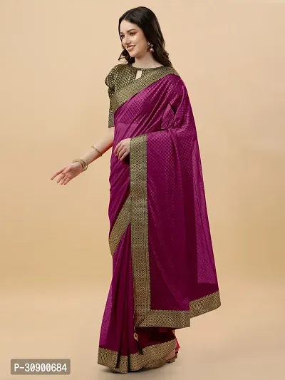 Elegant Magenta Brocade Saree with Blouse piece For Women