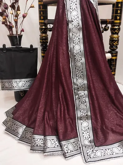 Glamorous Silk Blend Saree with Blouse piece