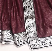 Beautiful Brown Lycra Embellished Saree With Blouse Piece For Women-thumb1