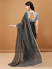 Beautiful Grey Lycra Embellished Saree With Blouse Piece For Women-thumb2