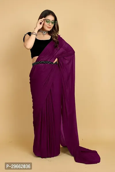 Elegant Wine Silk Blend Saree with Blouse piece For Women