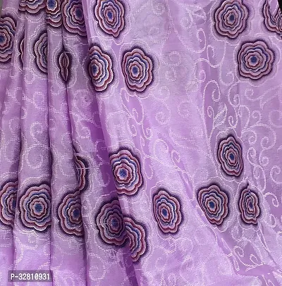 Elegant Purple Satin Saree with Blouse piece For Women-thumb3