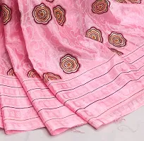 Elegant Pink Satin Saree with Blouse piece For Women-thumb1