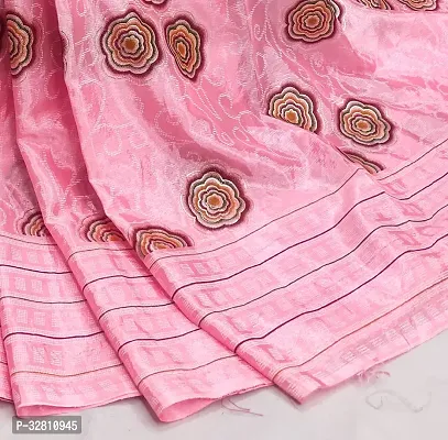 Elegant Pink Satin Saree with Blouse piece For Women-thumb2