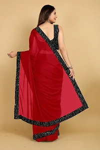 Elegant Red Art Silk Saree with Blouse piece For Women-thumb1