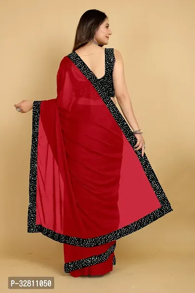 Elegant Red Art Silk Saree with Blouse piece For Women-thumb2