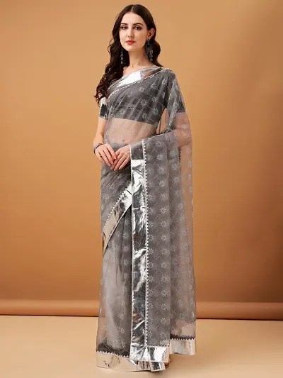 Alluring Net Saree with Blouse piece