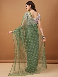 Beautiful Green Net Embellished Saree With Blouse Piece For Women-thumb1