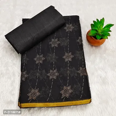 Beautiful Black Chiffon Embellished Women Saree with Blouse piece-thumb0