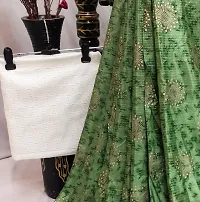 Beautiful Green Satin Foil Print Saree With Blouse Piece For Women-thumb3