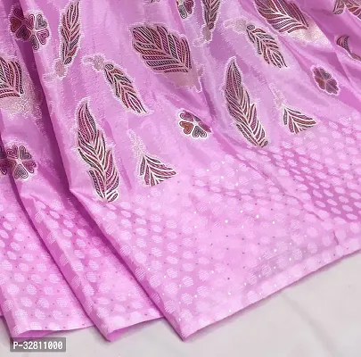 Elegant Pink Satin Saree with Blouse piece For Women-thumb2