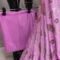 Elegant Pink Satin Saree with Blouse piece For Women-thumb3