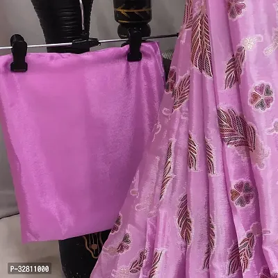 Elegant Pink Satin Saree with Blouse piece For Women-thumb4