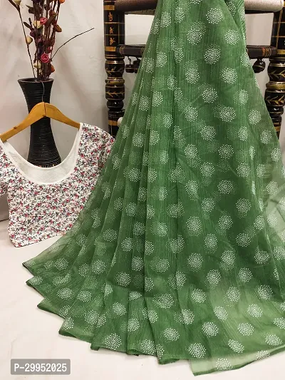 Elegant Green Silk Blend Saree with Blouse piece For Women