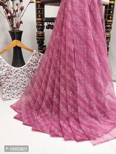 Elegant Pink Silk Blend Saree with Blouse piece For Women