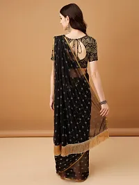 Beautiful Black Chiffon Embellished Saree With Blouse Piece For Women-thumb1