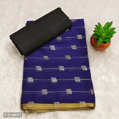 Beautiful Navy Blue Chiffon Embellished Women Saree with Blouse piece