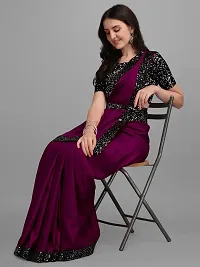 Elegant Purple Art Silk Saree with Blouse piece For Women-thumb2