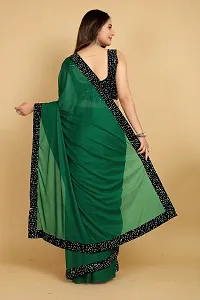 Elegant Green Art Silk Saree with Blouse piece For Women-thumb1