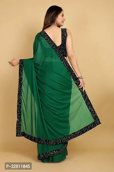 Elegant Green Art Silk Saree with Blouse piece For Women-thumb2